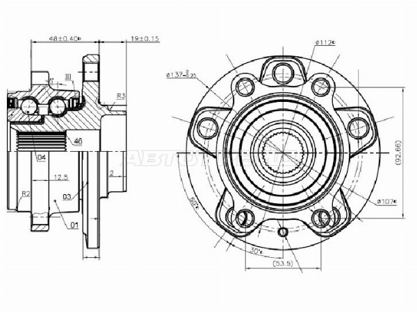 Ступичный узел перед /зад 4WD AUDI Q3 /SKODA YETI /VW PASSAT /TIGUAN (SNR: R15456)