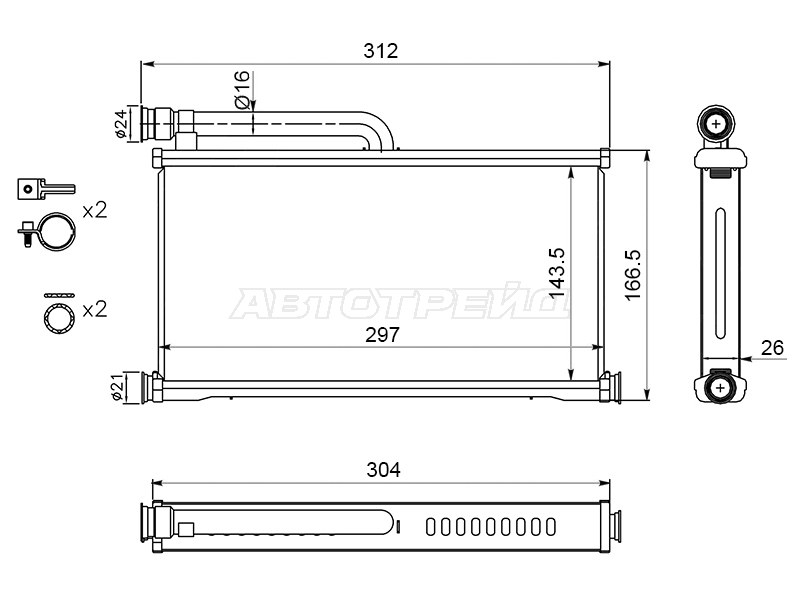 Радиатор отопителя салона AUDI A6 05-11 /ALLROAD 06- (SAT: ST-AD05-395-0)