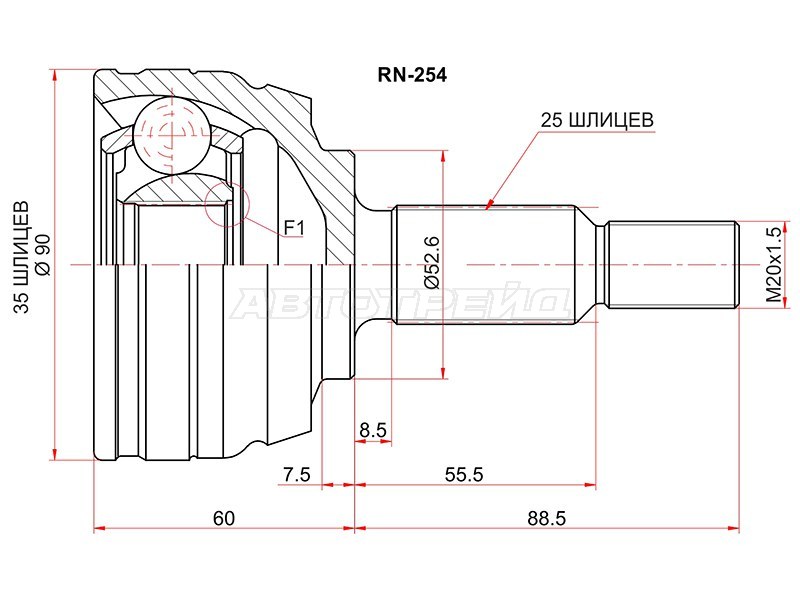 Шрус наружный RENAULT DUSTER 4WD 10- (SAT: RN-254)