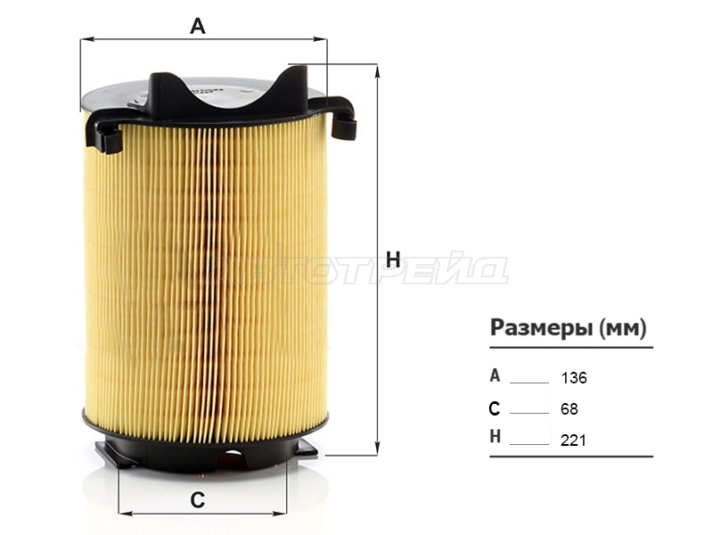 Фильтр воздушный AUDI A3 03- /SKODA OCTAVIA 04- /VOLKSWAGEN PASSAT B6 05- (MANN: C14130)