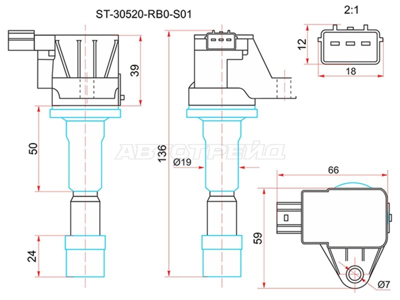 Катушка зажигания HONDA FIT 08- GE# L13 (SAT: ST-30520-RB0-S01)