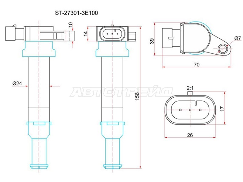 Катушка зажигания HYUNDAI SANTA FE 00-06 /MAGENTIS 05-10 (SAT: ST-27301-3E100)