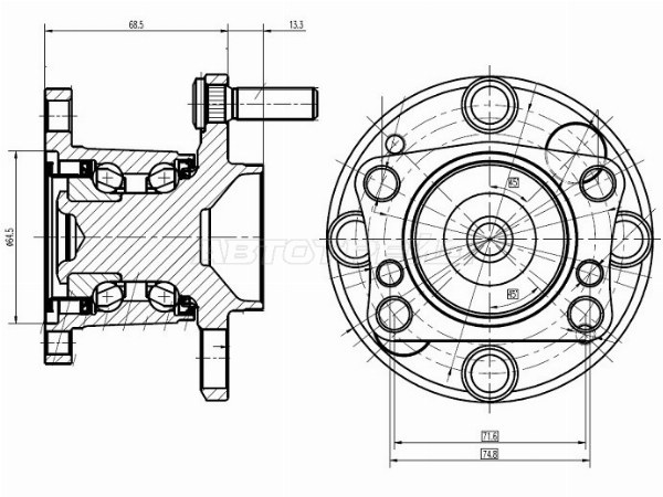 Ступичный узел задн. MAZDA DEMIO DE3FS, DE3AS, DE5FS 07- (NTN: HUB350T-2)