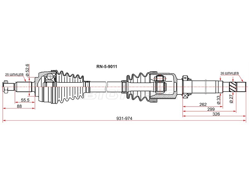 Привод в сборе FR RH RENAULT FLUENCE 10- 1.6 МКПП (SAT: RN-5-9011)