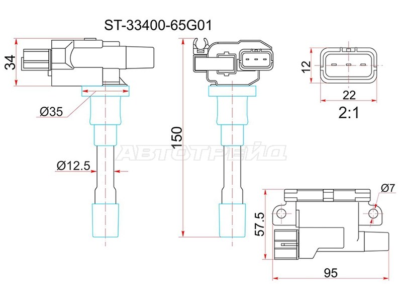 Катушка зажигания SUZUKI GRAND VITARA /ESCUDO 06-AERIO /SWIFT III 04- /SX4 06- M13A /M15A /M16A /M18A (SAT: ST-33400-65G01)