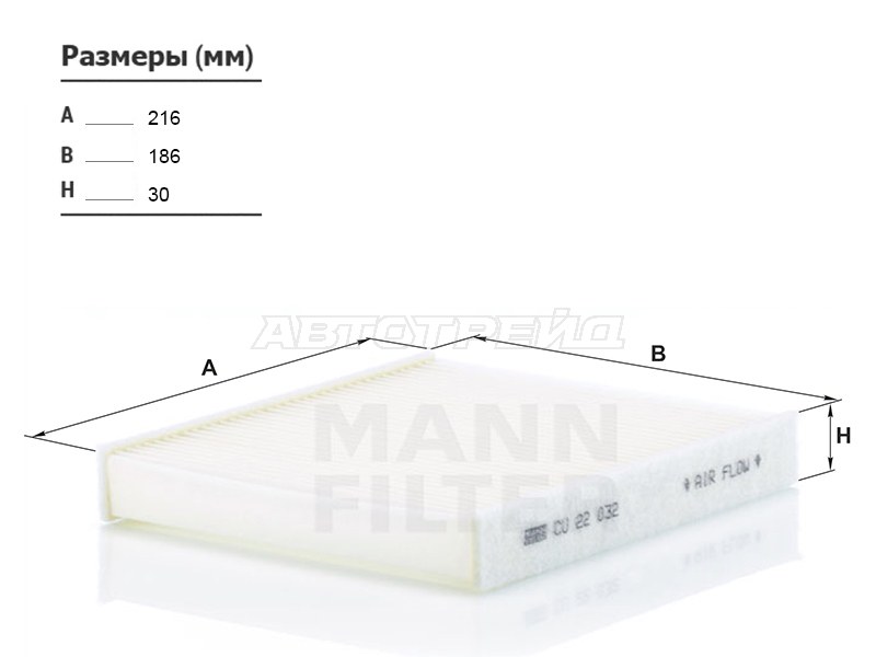 Фильтр салона TOYOTA PRIUS ZVW 5# 1,8 15- /C-HR ZYX1# 16- /LEXUS RX200t /350 /450h 15- (MANN: CU22032)