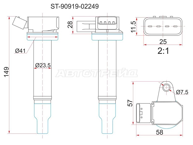 Катушка зажигания TOYOTA 2UZ-FE 02- LX470 /LCR UZJ100 (8) (SAT: ST-90919-02249)