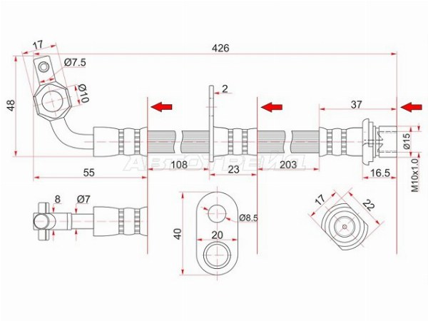 Шланг тормозной передний (Таиланд) TOYOTA LAND CRUISER /LEXUS LX470 98-07 RH (SAT: ST-90947-02F28)