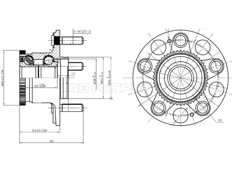 Ступичный узел задн. HONDA ACCORD /LEGEND /ODYSSEY 01- (NTN: HUB150-5)