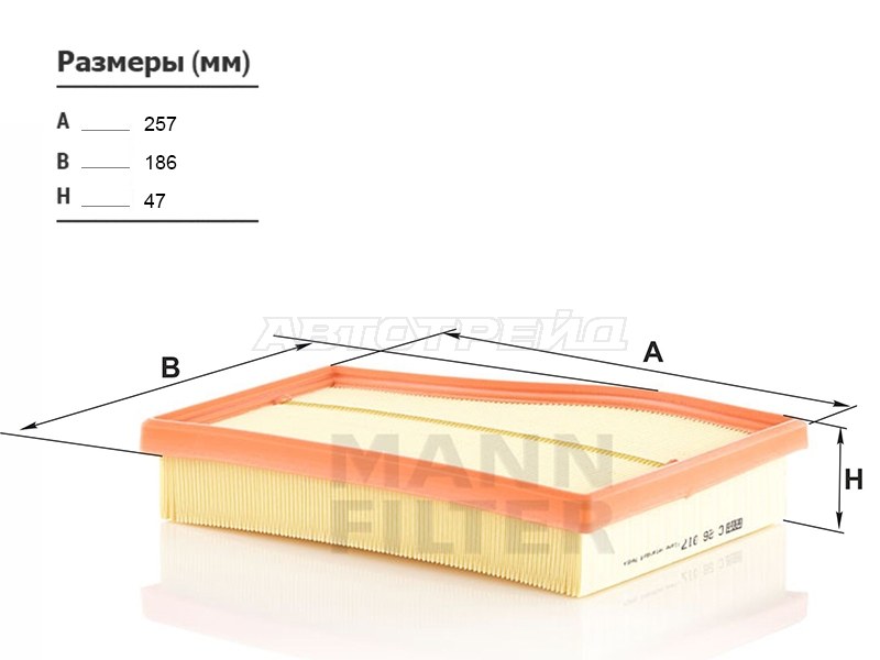 Фильтр воздушный MERCEDES A-CLASS W177 18- /GLA 20- /GLB 19- /CLA 19- /B-CLASS W247 18- (MANN: C26017)