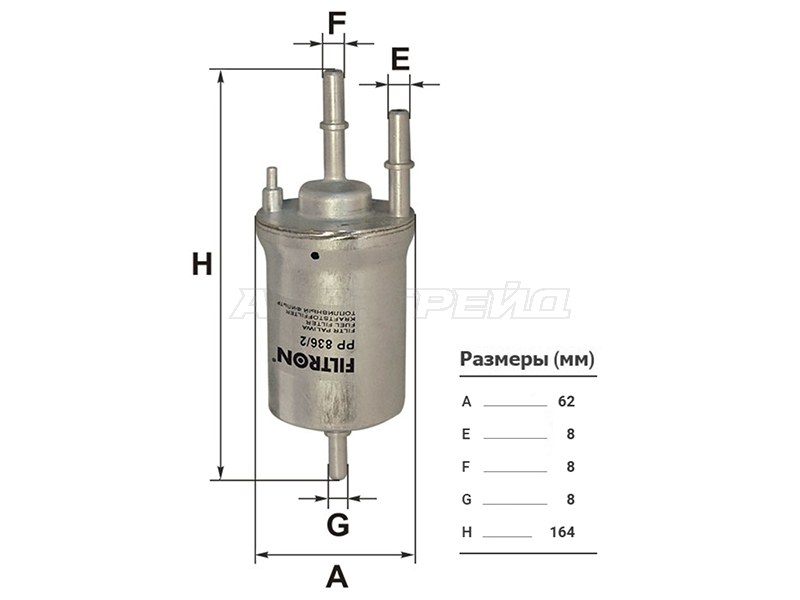 Фильтр топливный AUDI A1 10- /SKODA OCTAVIA 04- /VOLKSWAGEN PASSAT 05- (FILTRON: PP836/2)