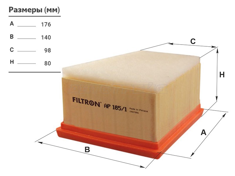 Фильтр воздушный RENAULT DUSTER 10- /NISSAN ALMERA RUS 12- (FILTRON: AP185/1)