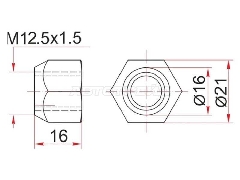 Гайка колесная открытая конус TOYOTA /MAZDA /MITSUBISHI /KIA /HYUNDAI /VOLVO /GEELY COOLRAY (SX11) 19- (SAT: ST-90049-11036)