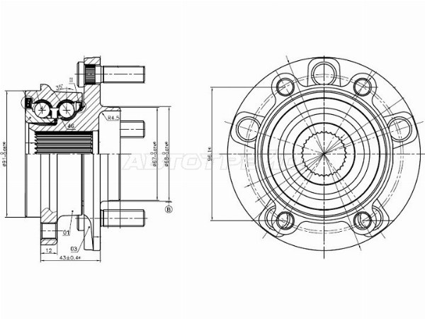 Ступичный узел перед MAZDA 3 /6 /CX-5 11- (KOYO: 3DACF045D9R)