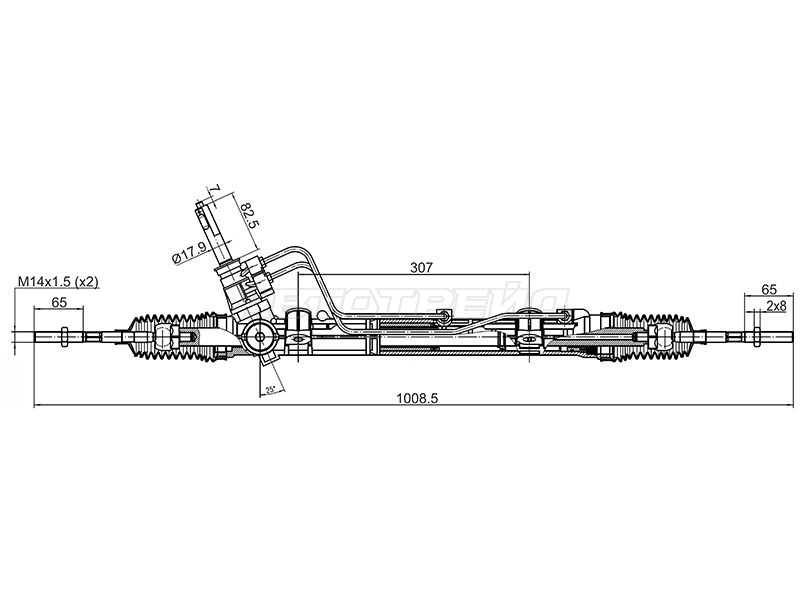 Рейка рулевая LOGAN /SANDERO 05- /ALMERA G15 11- /LARGUS LHD (с ГУР) (SAT: ST-6001 547 608)