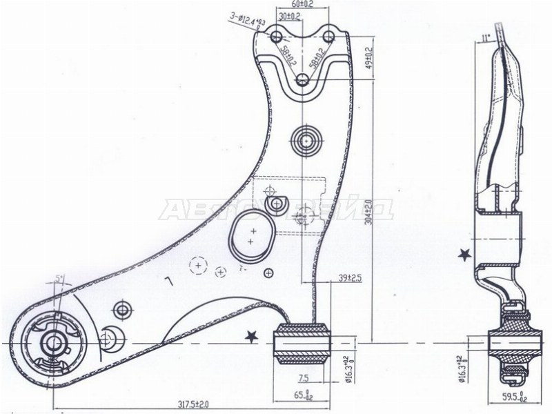 Рычаг нижний TOYOTA PRIUS 12- /COROLLA /RUMION /MARK X /AURIS /BLADE /SCION /ZELAS /LEXUS HS250H 06- LH (SAT: ST-48069-12300)