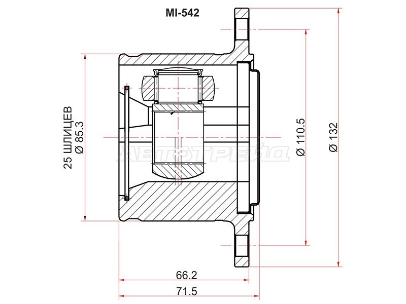 Шрус внутренний RH MITSUBISHI PAJERO /MONTERO V23 /24 /25 /41 /43 /46 /DELICA94-06 (SAT: MI-542)