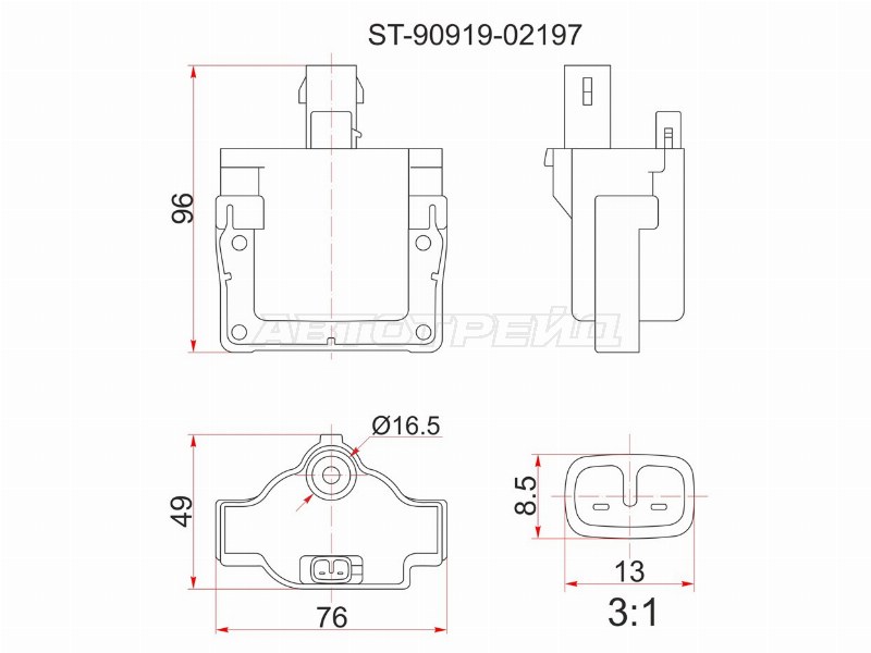 Катушка зажигания TOYOTA 3S /4S-FE SV3# /4# SX90 1JZ /2JZ-GE JZX9# JZS13# /14# 4A-GE AE10# /111 4E-FTE /5 (SAT: ST-90919-02197)