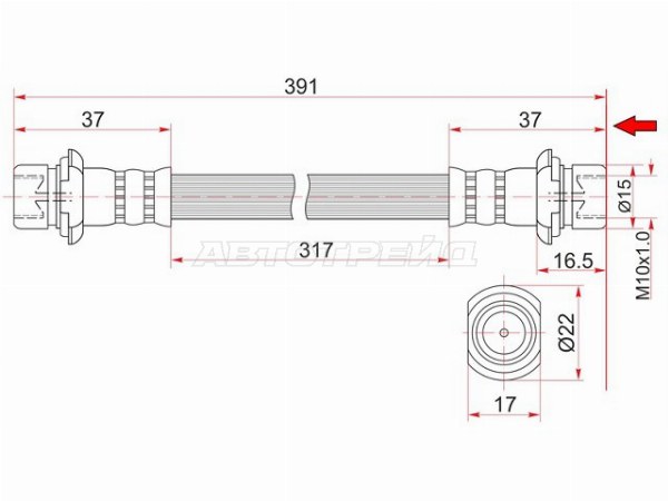 Шланг тормозной задний (Таиланд) TOYOTA LAND CRUISER /LEXUS LX470 99- промежуточный (SAT: ST-90947-02F30)