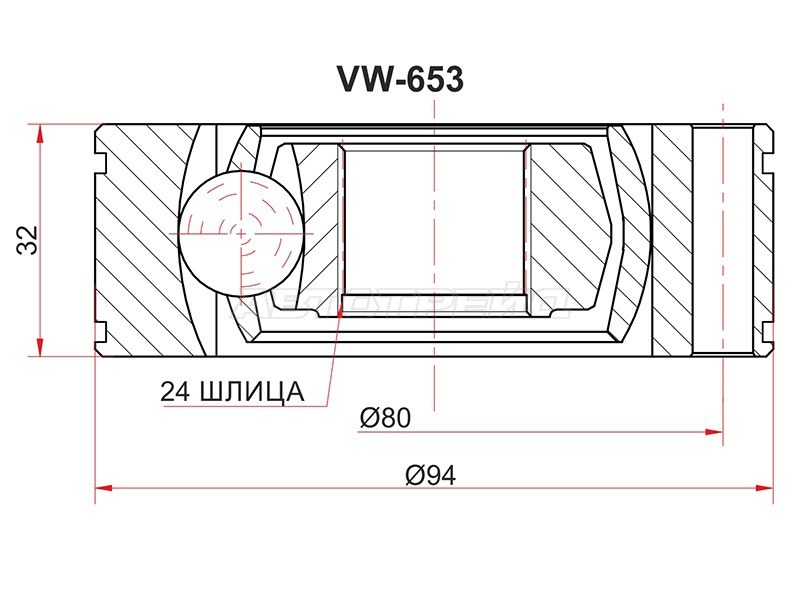 Шрус карданного вала HYUNDAI TERRACAN /KIA SORENTO 01-07 (SAT: VW-653)