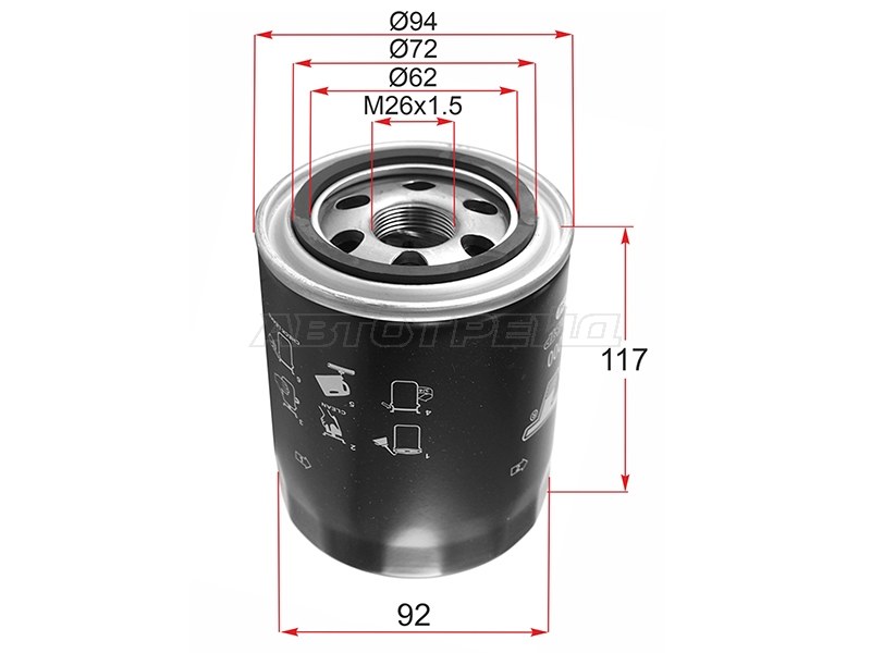Фильтр масляный KIA SORENTO 2.5 DIESEL 06-09 /HYUNDAI H1 07-15 /H100 06- (SAT: ST-26310-4A000)