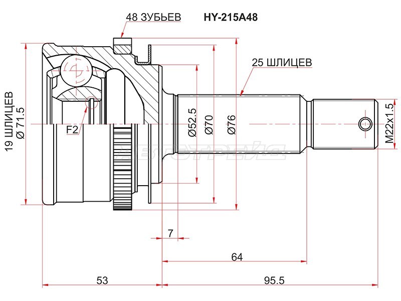 Шрус наружный HYUNDAI GETZ TB 02-11 (SAT: HY-215A48)