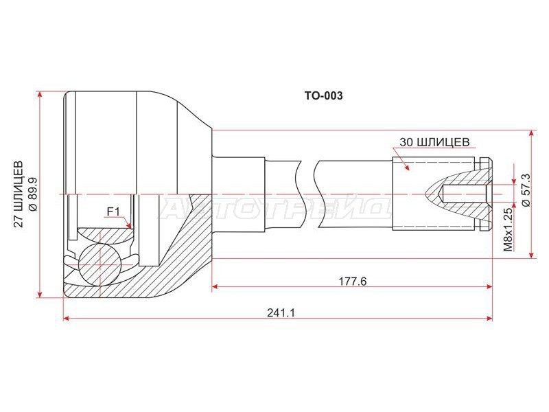 Шрус наружный TOYOTA LAND CRUISER PRADO LJ7# /4RUNNER /HILUX /SURF 3Y /2L /3L 83- мостовой (SAT: TO-003)