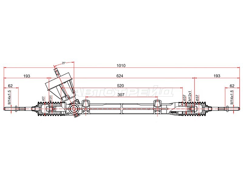 Рейка рулевая RENAULT LOGAN /LADA LARGUS 06- (без Г /У) LHD (SAT: ST-60 01 547 612)