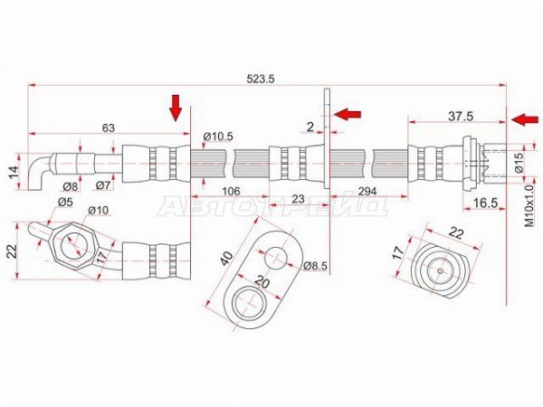 Шланг тормозной задний (Таиланд) TOYOTA CAMRY /GRACIA /MARK2 QUALIS /WINDOM /LEXUS ES300 96-01 LH (SAT: ST-90947-02878)