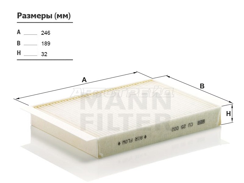 Фильтр салонный  MERCEDES C-CLASS W205 14- /E-CLASS W213 16- /ML-CLASS W166 12- /GL-CLASS X166 12- (MANN: CU25002)