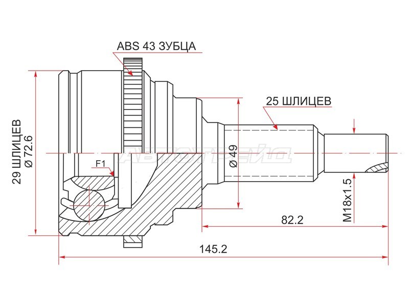 Шрус наружный SUZUKI SWIFT III M13A /M15A ZC /ZD11S /04- (SAT: SU-30A43)