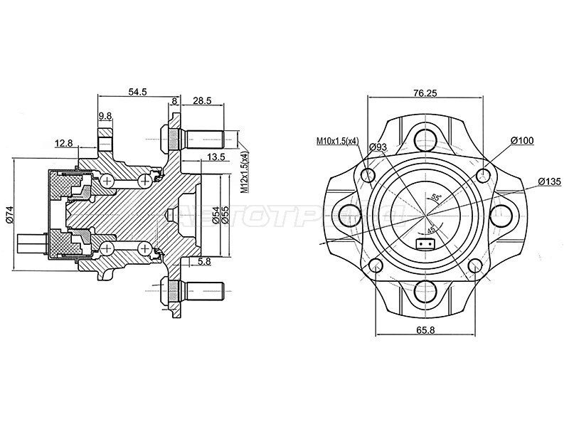 Ступичный узел задн. TOYOTA COROLLA /FIELDER /RUNX /ALLEX 2WD 00- (SAT: ST-42450-12051)