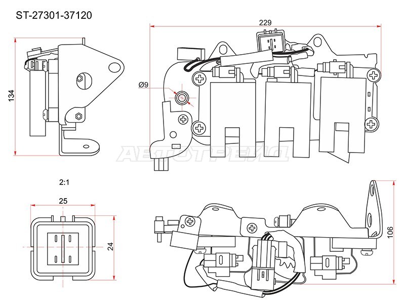 Катушка зажигания HYUNDAI SANTA FE 01-06 (модуль) (SAT: ST-27301-37120)