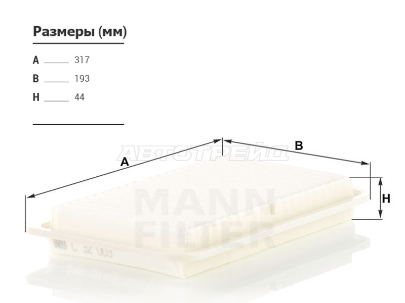 Фильтр воздушный TOYOTA HIGHLANDER /KLUGER /HARRIER /RX330 1 /2AZ /1 /3MZ01-06 (MANN: C32003)