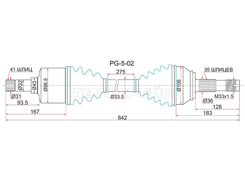 Привод в сборе FR LH PEUGEOT BOXER III 06- /CITROEN JUMPER III 06- /FIAT DUCATO III 06- (SAT: PG-5-02)