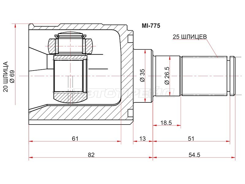 Шрус внутренний KIA PICANTO 04-11 MT (SAT: MI-775)