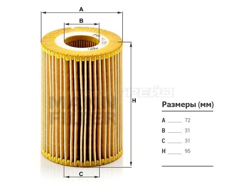 Фильтр масляный (картридж) MERCEDES GL-CLASS X164 /166 3,0 07-16 DIESEL /ML-CLASS W164 /166 05-15 /C-CLA (MANN: HU821X)