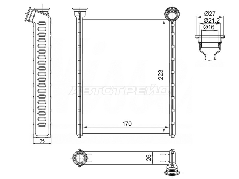 Радиатор отопителя салона PEUGEOT 308 07-09 /RCZ 10-15 /CITROEN C3 PICASSO 09- (SAT: ST-87-0001)