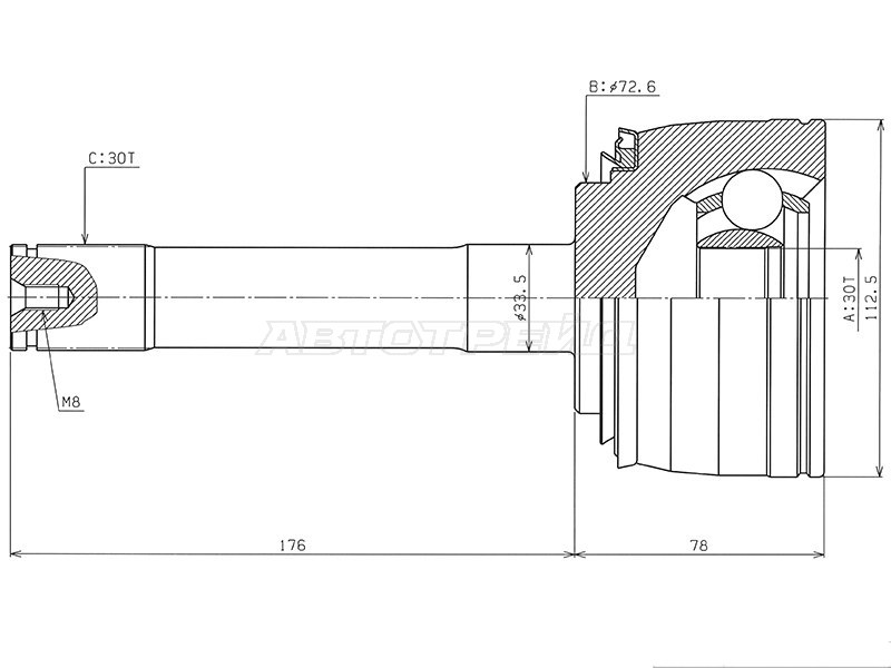 Шрус наружный TOYOTA LAND CRUISER 100 98-05 (SAT: TO-74)