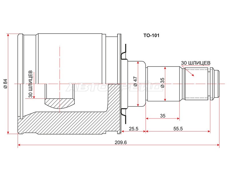 Шрус внутренний TOYOTA LAND CRUISER 100 UZJ100 /HDJ101 98-07 (SAT: TO-101)