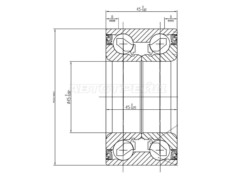 Подшипник передней ступицы TOYOTA HIGHLANDER GSU 40 07- /LEXUS RX270 /350 /450H 08- (NSK: 45BWD17)