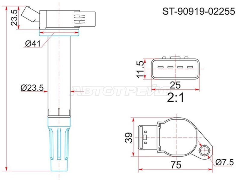 Катушка зажигания TOYOTA 2GRFE 08- (SAT: ST-90919-02255)