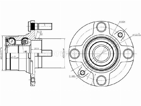 Ступичный узел задн. MAZDA DEMIO DW3W 96-02 4 шпильки (без ABS) (SAT: ST-NA01-33-04X)