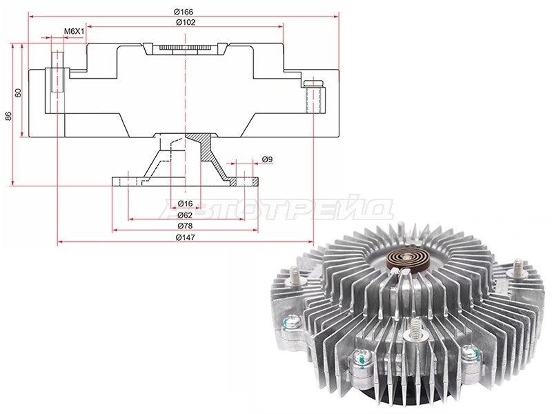 Вискомуфта 1TR# dyna /toyoace TRY220,23#,281 /hiace TRH102,112,12# (SAT: ST-16210-75090)