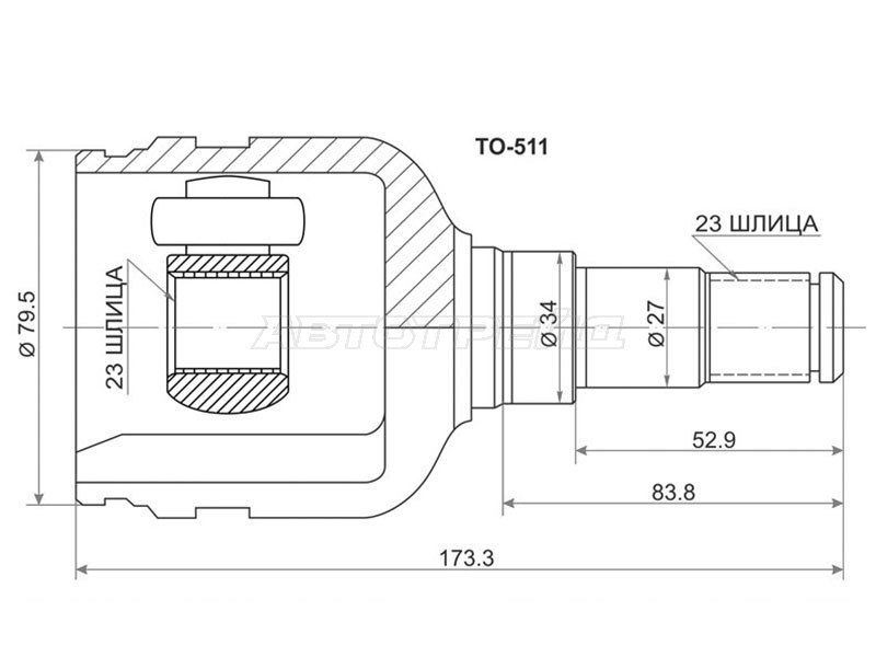 Шрус внутренний LH /RH TOYOTA AURIS /AVENSIS /COROLLA -09 /ZZE /ZRE12# /15# /AT /ZZT220 /ZZT250 (SAT: TO-511)