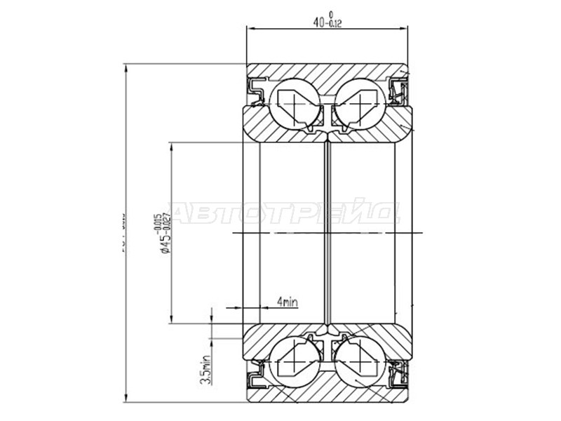 Подшипник передней ступицы HONDA CR-V RD4-7, EDIX BE#, ELEMENT с ABS (SAT: ST-45BWD12)