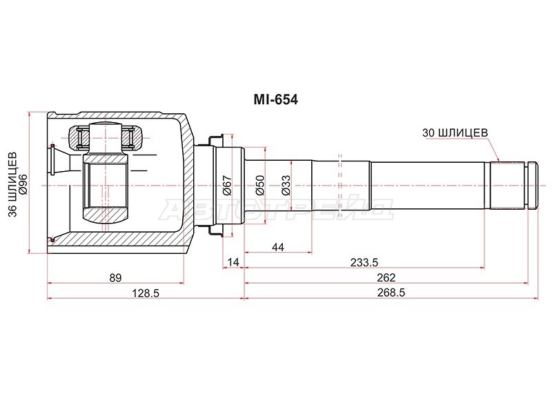 Шрус внутренний RH MITSUBISHI ASX GA8W GA0 13-14 /OUTLANDER GF /DELICA D5 (SAT: MI-654)