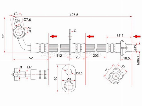 Шланг тормозной передний (Таиланд) TOYOTA LAND CRUISER /LEXUS LX470 98-07 LH (SAT: ST-90947-02F29)