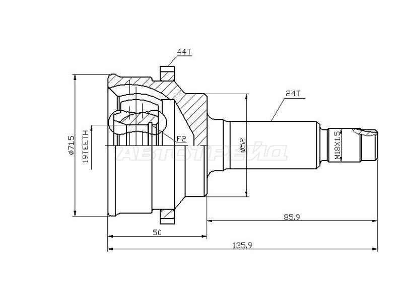 Шрус наружный MAZDA DEMIO /FORD FESTIVA 96-02 ABS (SAT: MA-14A44)