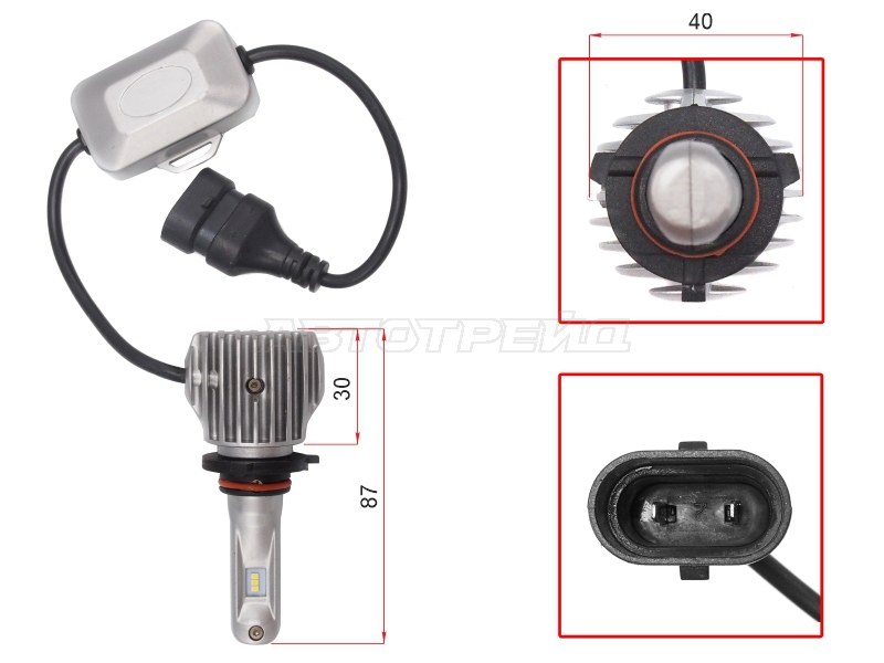 Комплект светодиодных ламп HB3(9005) 20W /1800LM Canbus LED (SAT: ST-175-0073)